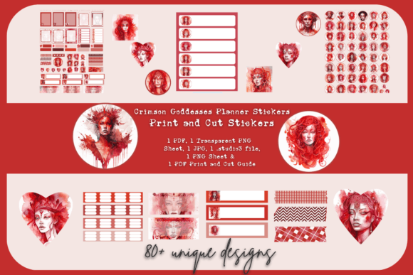 Download Crimson Goddess Digital Planner Stickers - Digital planner stickers Collection