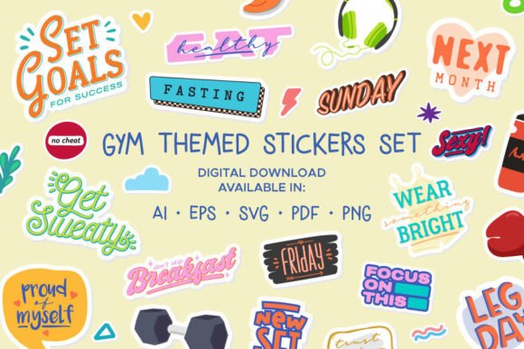 Download Gym Themed Digital Planner Stickers Set - Digital planner stickers Collection