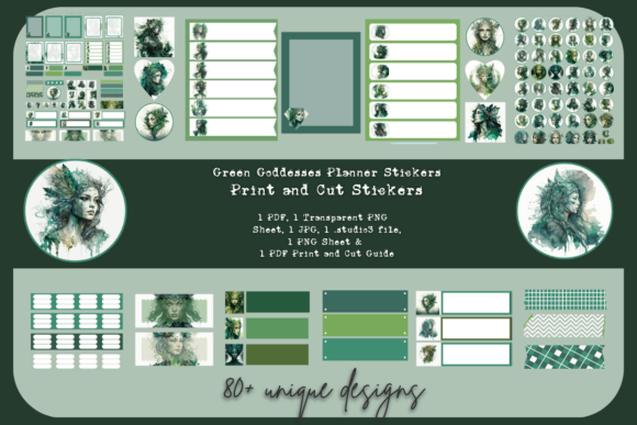 Download Green Goddess Digital Planner Stickers - Digital planner stickers Collection