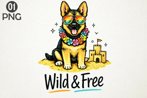 Download Wild and Free Dog Summer PNG Design - Premium Bundle