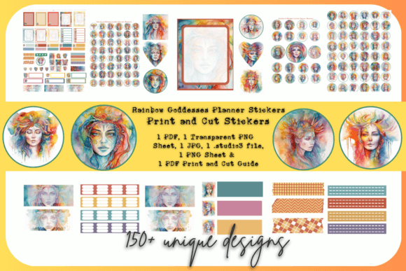 Download Rainbow Goddess Digital Planner Stickers - Digital planner stickers Collection