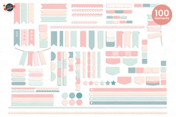 Download Tabs &amp; Ribbons Digital Planner Stickers - Digital planner stickers Collection