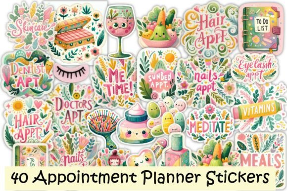 Download 40 Summer Digital Planner Stickers PNG - Digital planner stickers Collection
