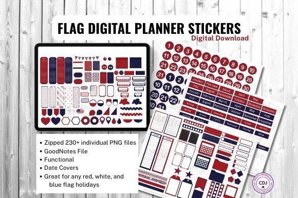 Download 4th of July Digital Planner Stickers - Digital planner stickers Collection